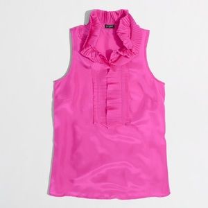 J.Crew Factory Pink Silk Accordion-Collar Top Size 2